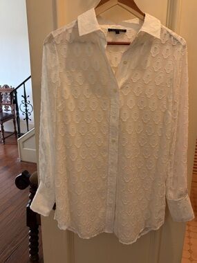 ST. JOHN White Textured Shirt